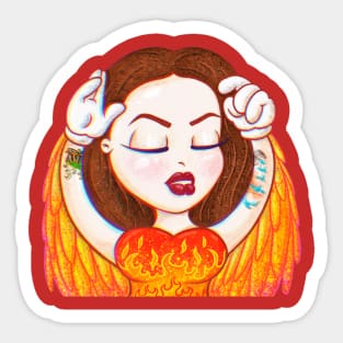 Phoenix girl (selfportrait) Sticker